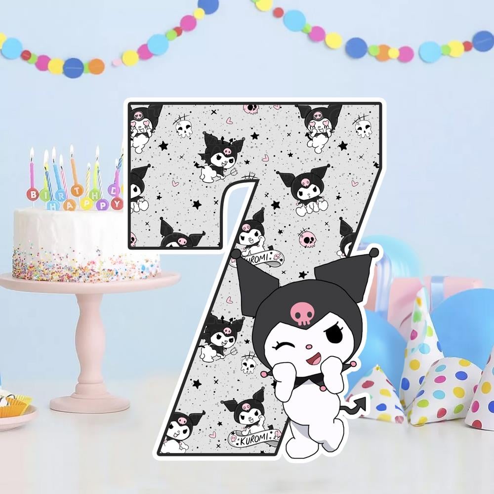Kuromi Temalı 7 Rakamı Ayaklı Dekor Pano 30 cm