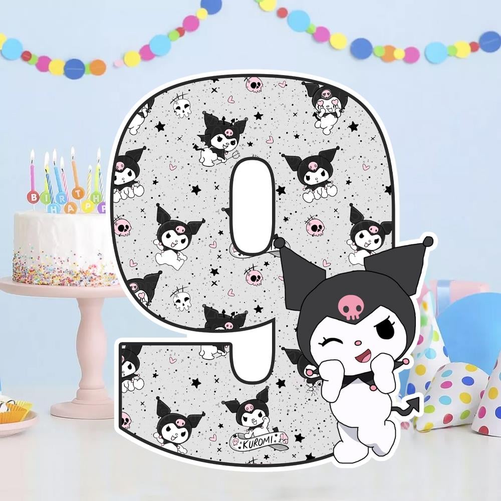 Kuromi Temalı 9 Rakamı Ayaklı Dekor Pano 30 cm