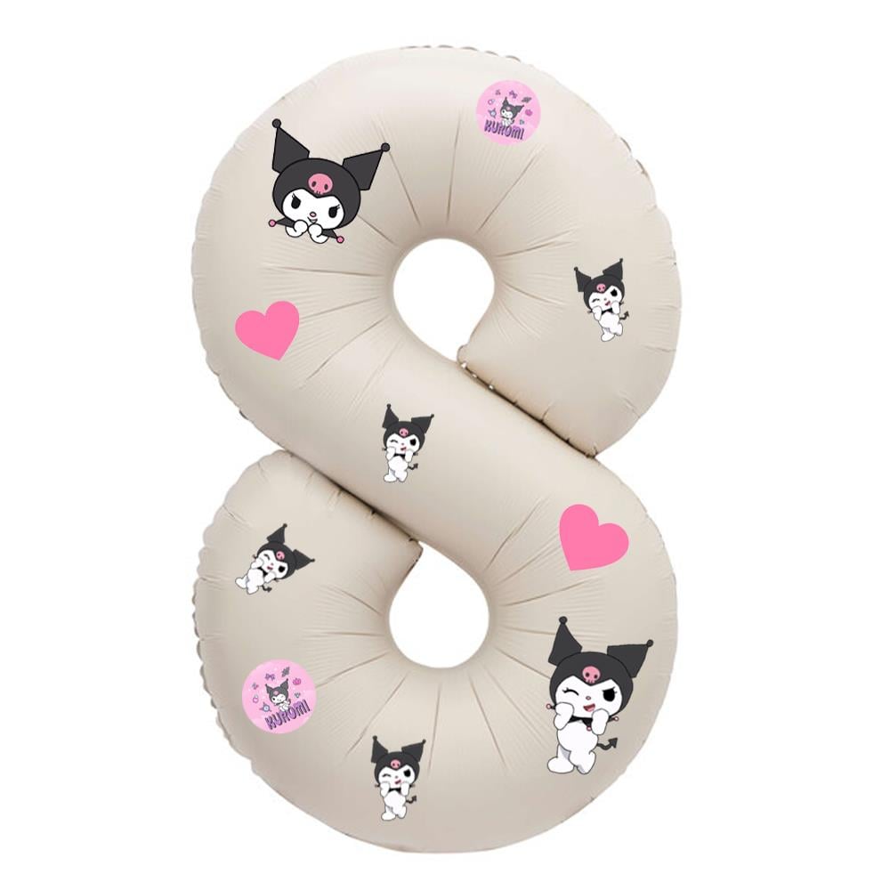 Kuromi Temalı Etiketli Krem Folyo Balon