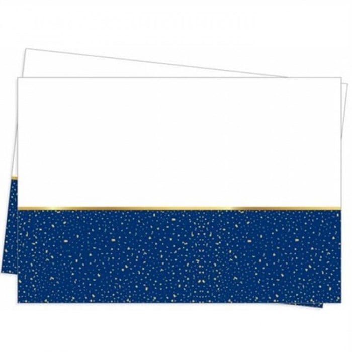 Lacivert Beyaz Desenli Plastik Masa Örtüsü