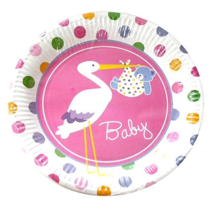 Leylek Temalı Kız Pembe Tabak