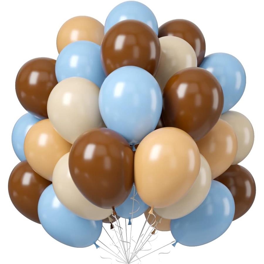 Mavi Kahverengi Deniz Kumu ve Ten Rengi Balon Seti 10 Adet