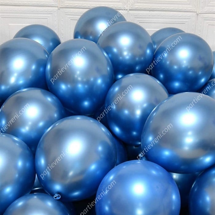 Mavi Krom Kaplı Metalik Balon - 5 Adet