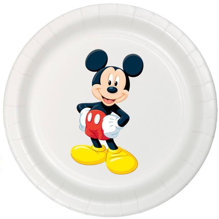 Mickey Mouse Stickerlı Beyaz Tabak - 5 Adet