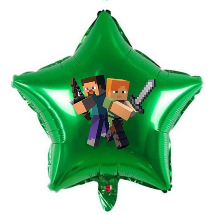 Minecraft Stickerlı Yıldız Folyo Balon