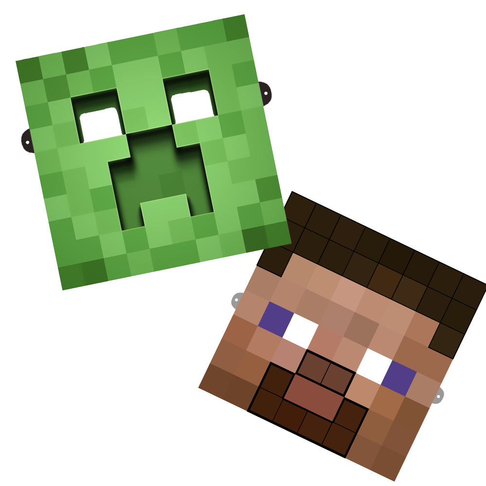 Minecraft Temalı 2'li Kağıt Maske