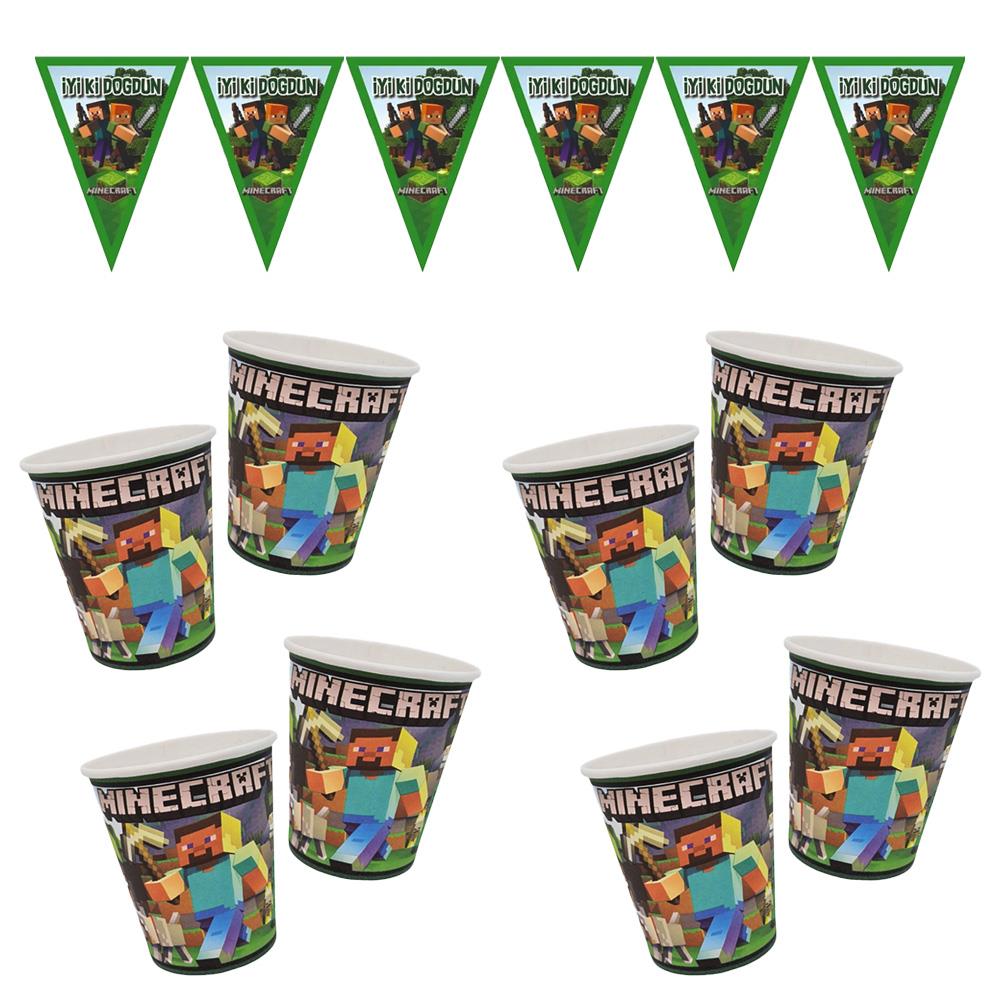 Minecraft Temalı 8 Kişilik Doğum Günü Seti