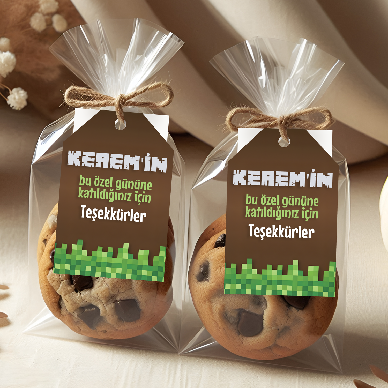 Minecraft Temalı Kişiye Özel Teşekkür Kartı 8'li