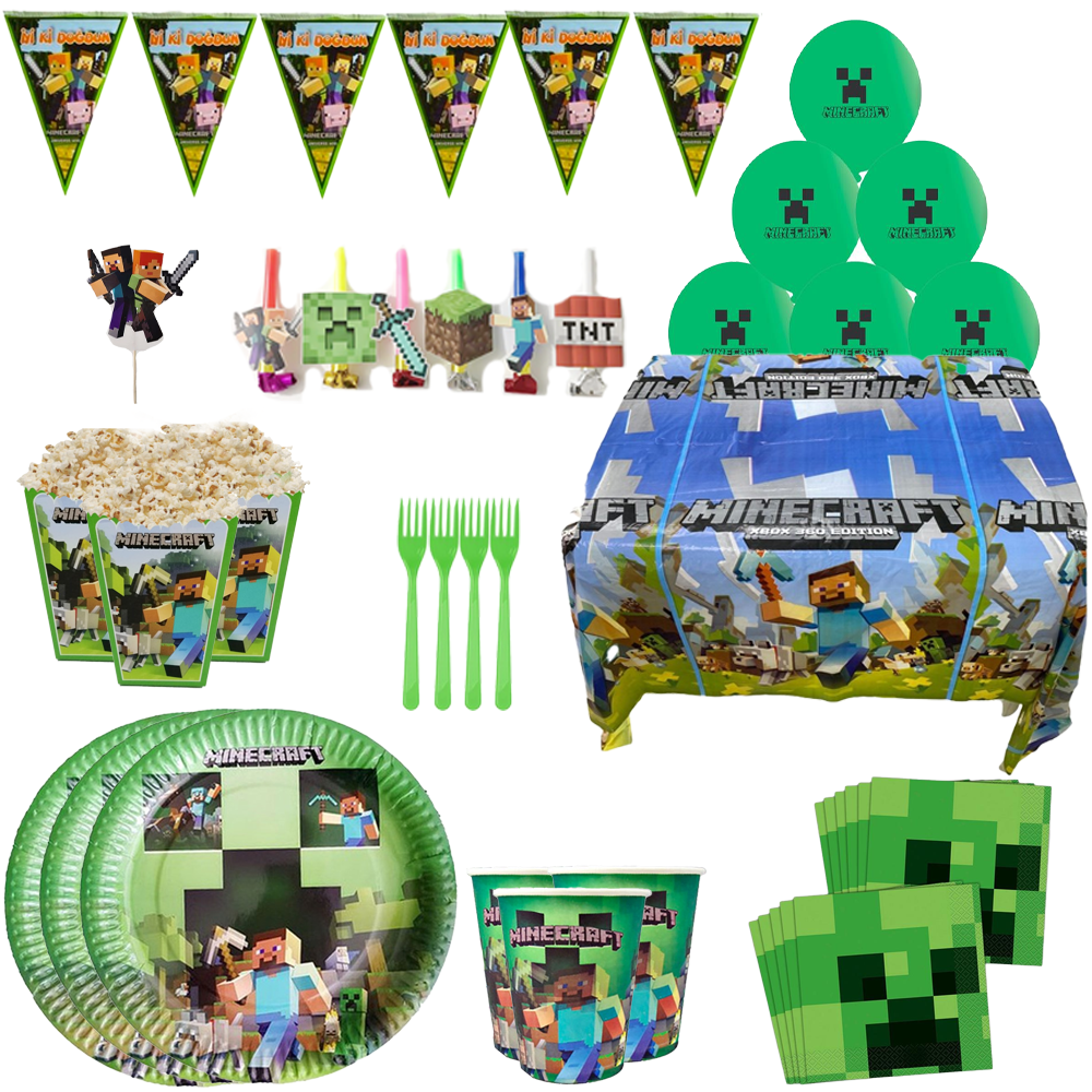 Minecraft Temalı Lüks Doğum Günü Seti 8 Kişilik