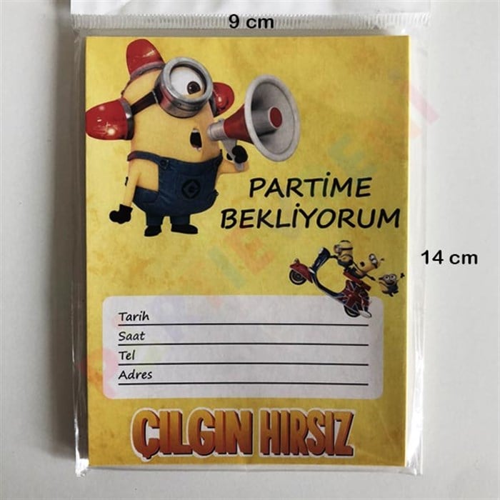 Minions Doğum Günü Temalı Davetiye - 10 Adet