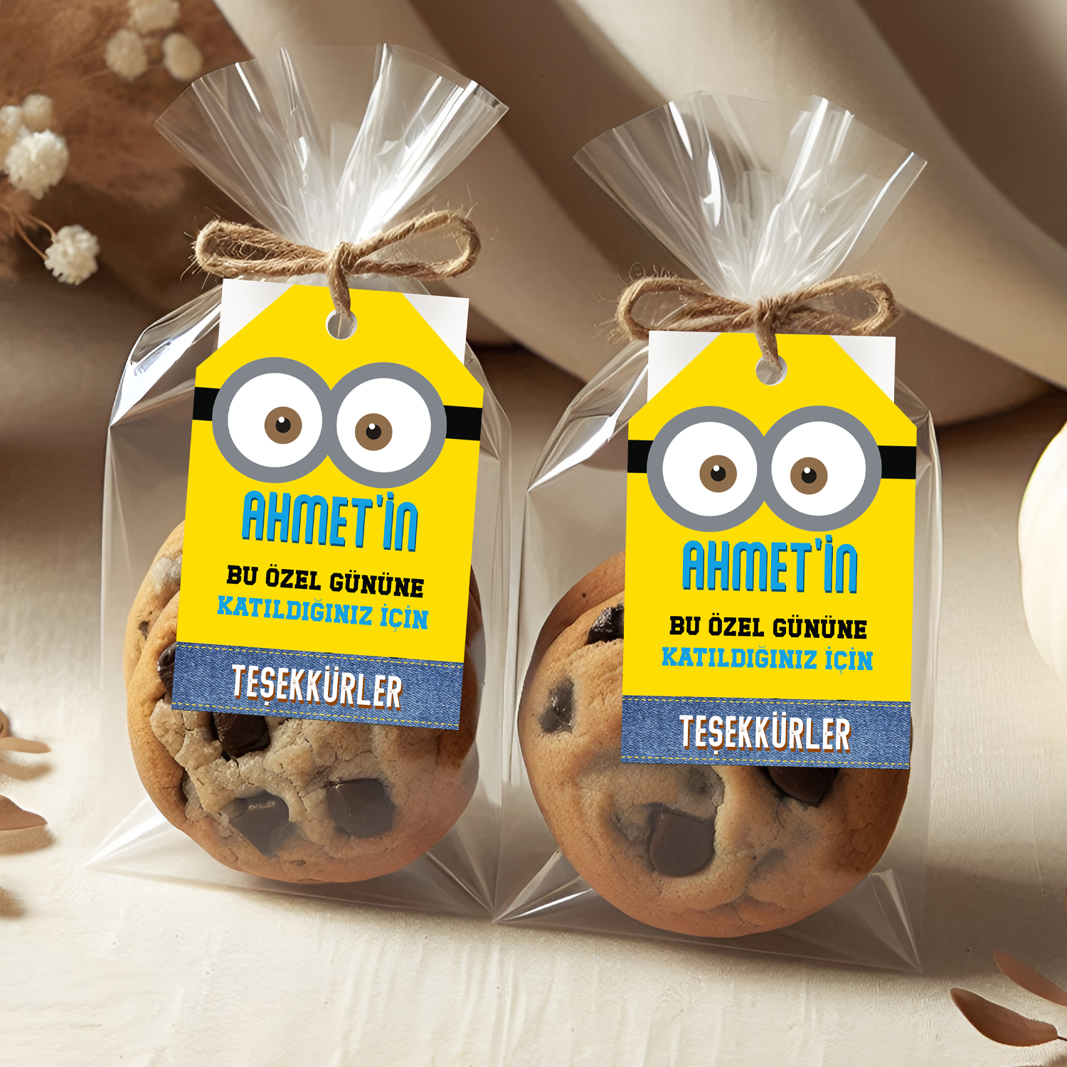 Minions Temalı Kişiye Özel Teşekkür Kartı 8'li