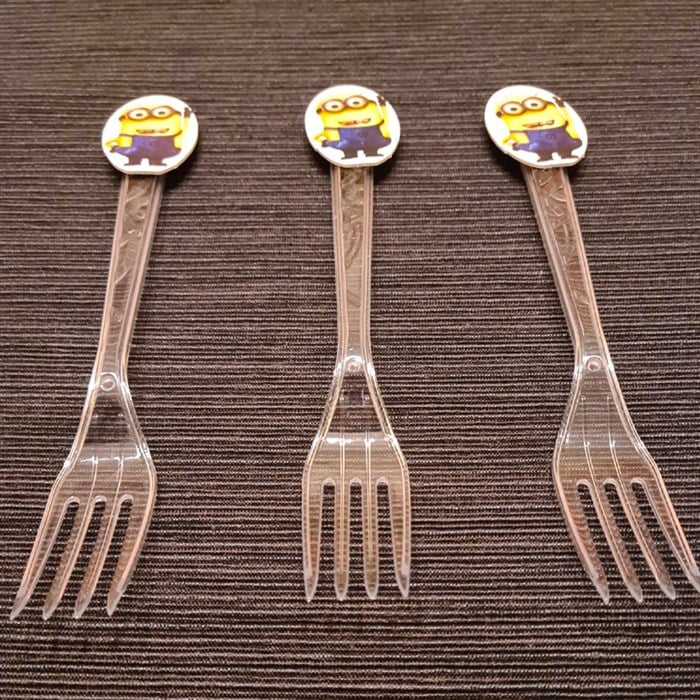 Minions Temalı Şeffaf Çatal 10'lu