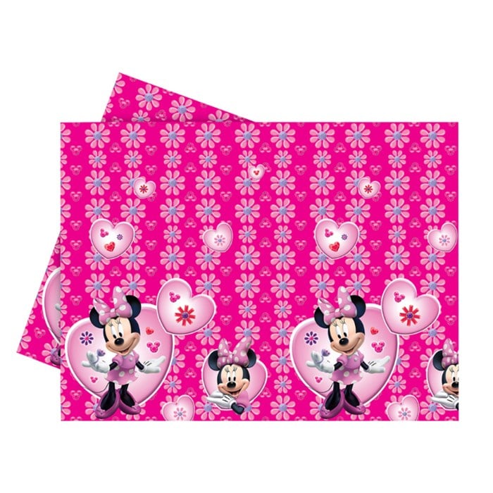 Minnie Mouse Doğum Günü Plastik Masa Örtüsü - 120 cm x 180 cm