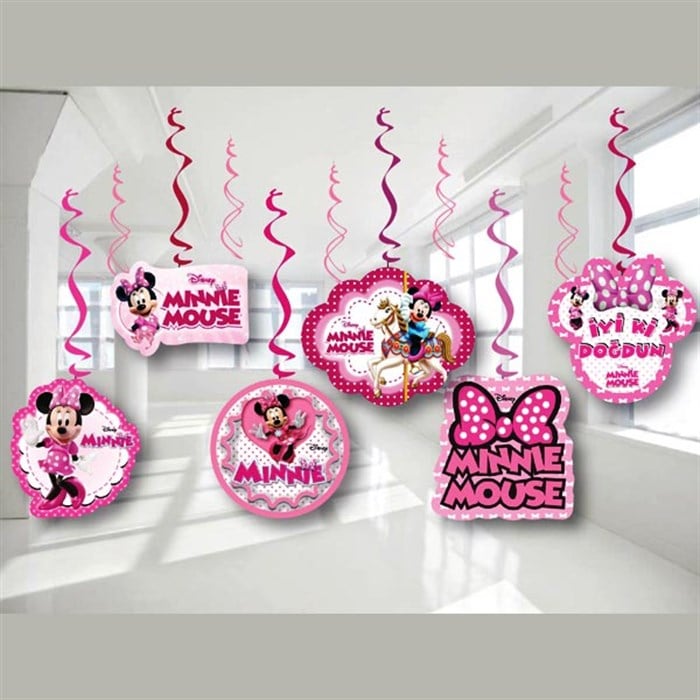 Minnie Mouse Doğum Günü Temalı Asma Süs Seti