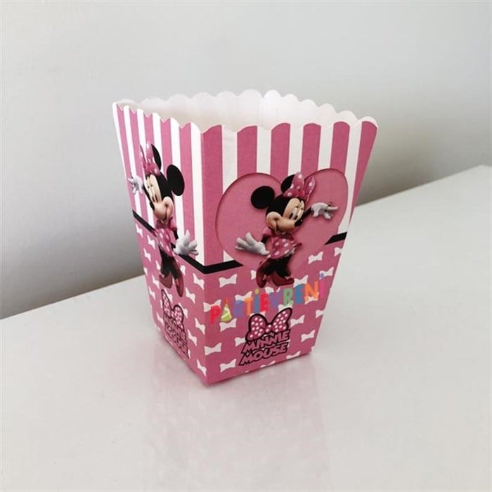 Minnie Mouse Doğum Günü Temalı Mısır Popcorn Kutusu - 8 Adet
