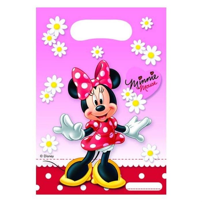 Minnie Mouse Papatyalı Hediye Poşeti - 6 Adet