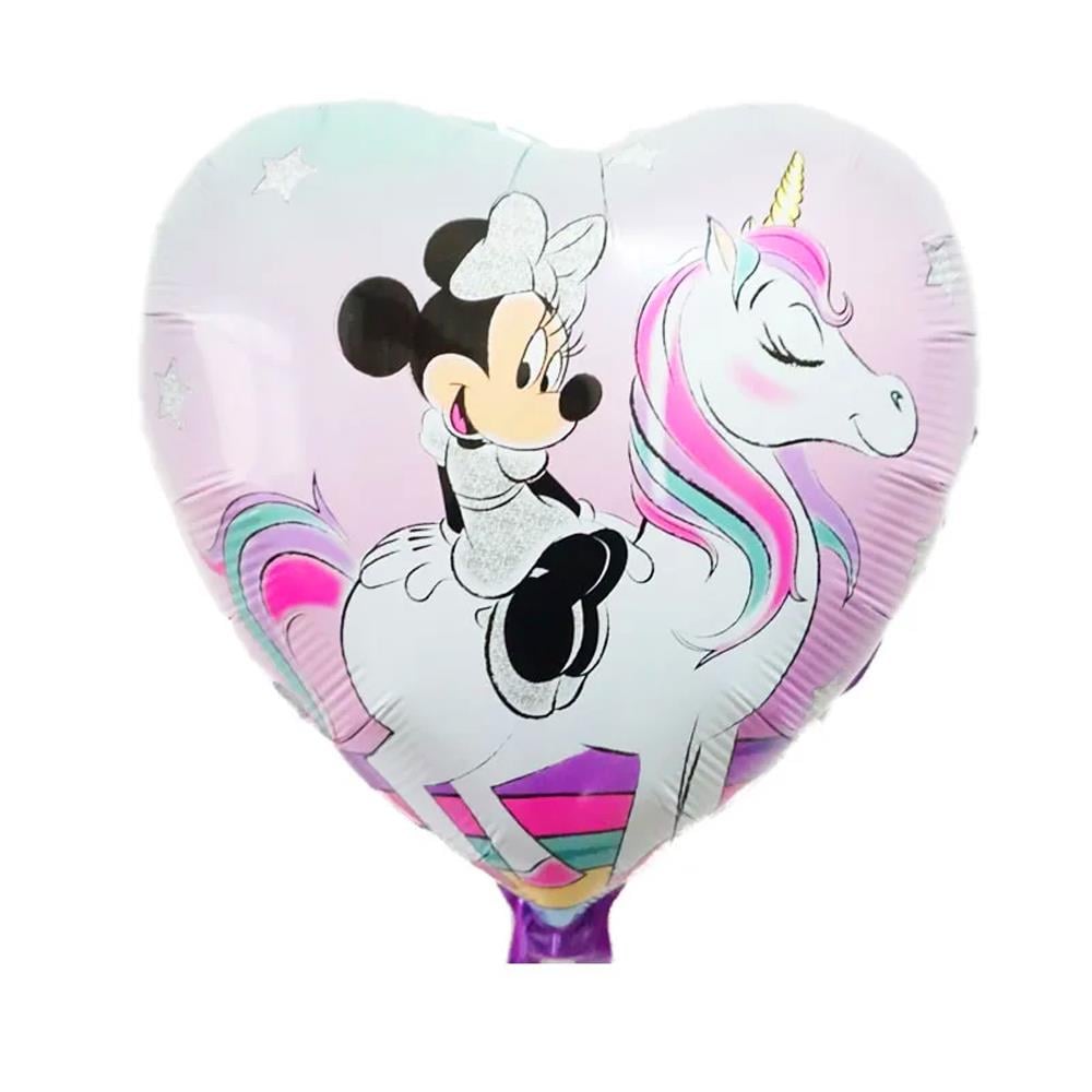 Minnie Mouse Unicorn temalı Kalpli Folyo Balon