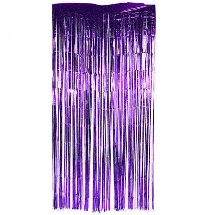 Mor Işıltılı Püsküllü Arka Fon Perdesi 100x200 cm