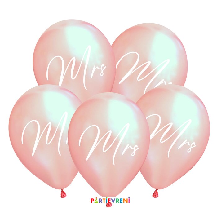 Mr & Mrs Baskılı Balon Gri ve Rose Gold - 10 Adet