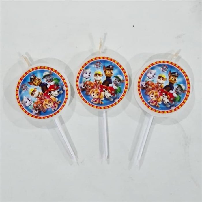 Paw Patrol Temalı Mum - 3 Adet