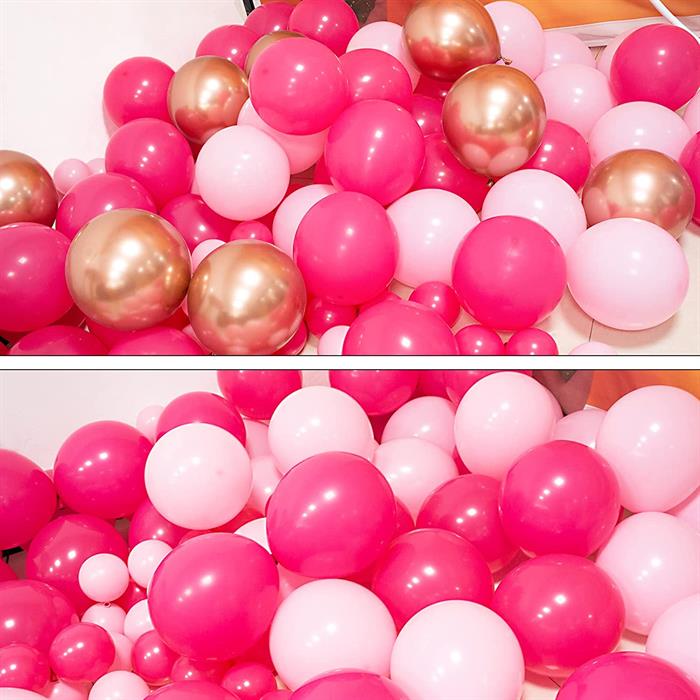 Pembe Fuşya Rose Gold Latex Balon Zincir Seti 5 Metre