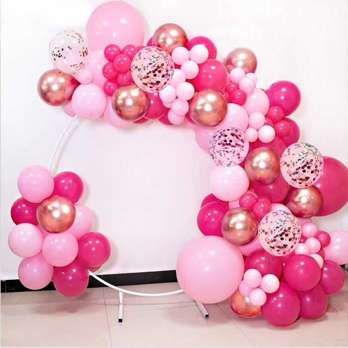 Pembe Fuşya Rose Gold Latex Balon Zincir Seti 5 Metre
