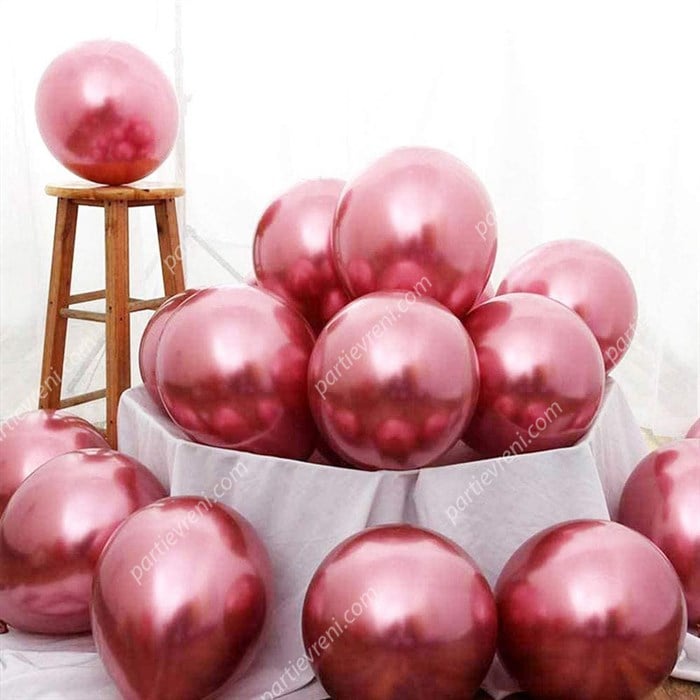 Pembe Krom Kaplı Metalik Balon - 5 Adet