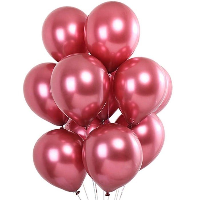 Pembe Krom Kaplı Metalik Balon - 5 Adet
