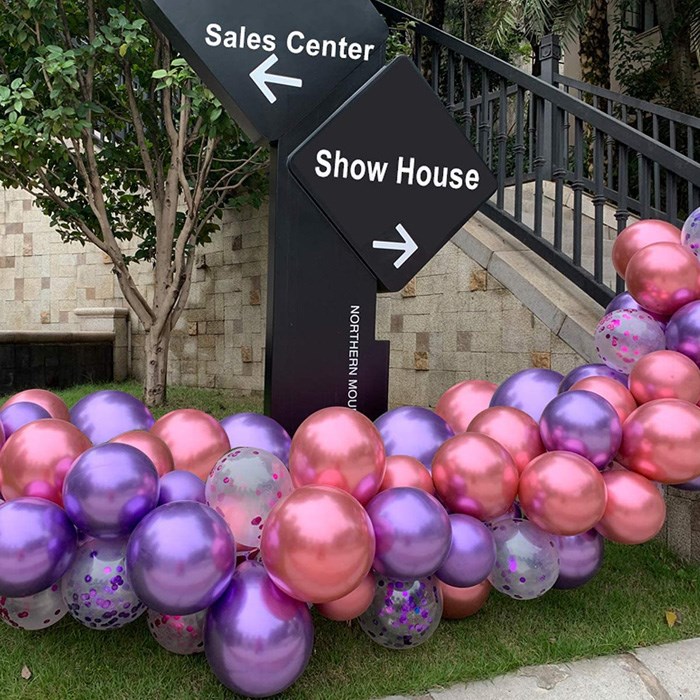 Pembe Krom Kaplı Metalik Balon - 5 Adet