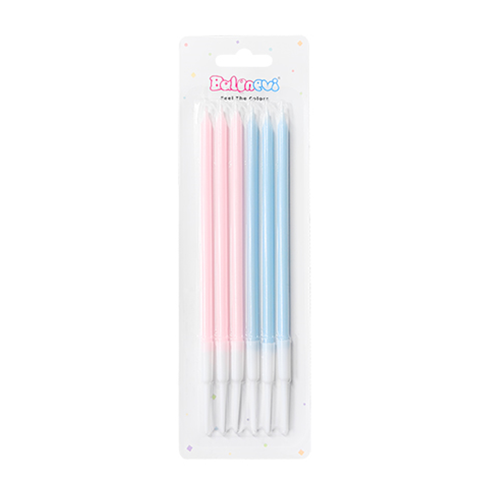 Pembe Mavi Makaron Çubuk Mum 6'lı