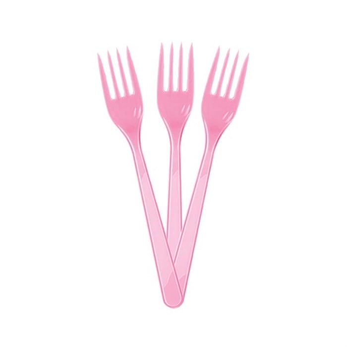 Pembe Plastik Çatal 25'li