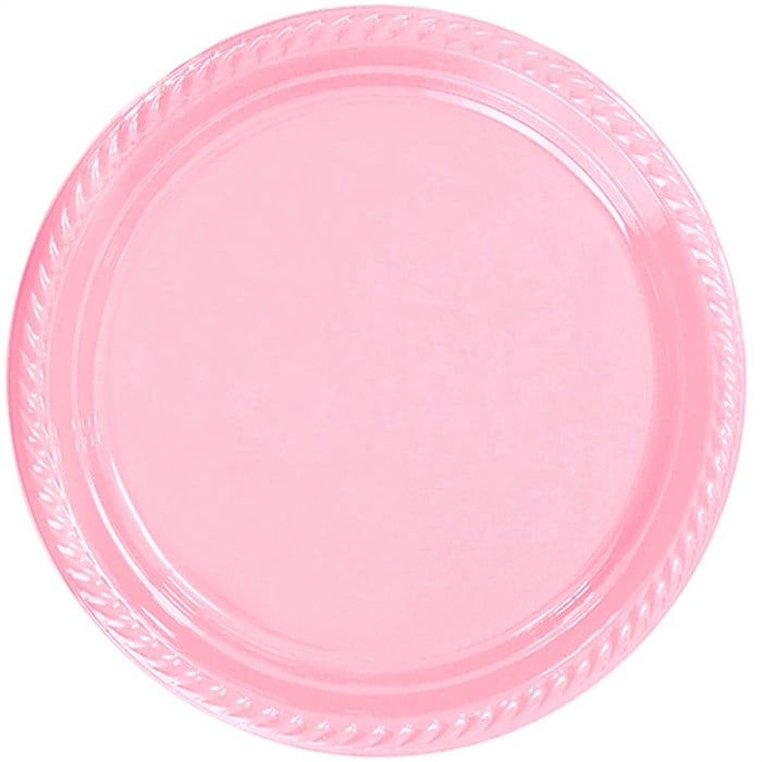 Pembe Plastik Yuvarlak Tabak 10 Adet 22 cm