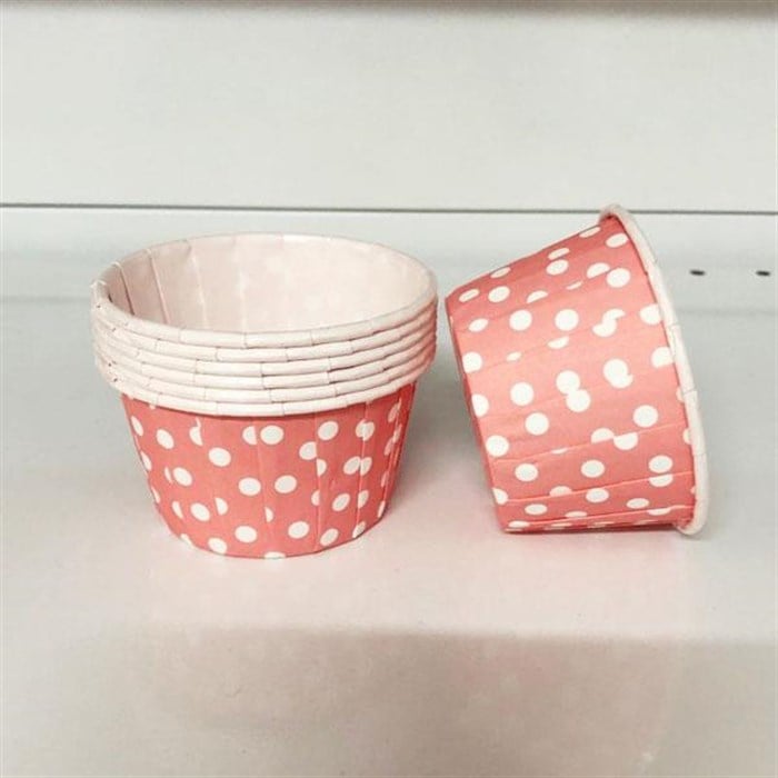 Pembe Puantiyeli Cupcake Kek Kapsülü - 20 Adet