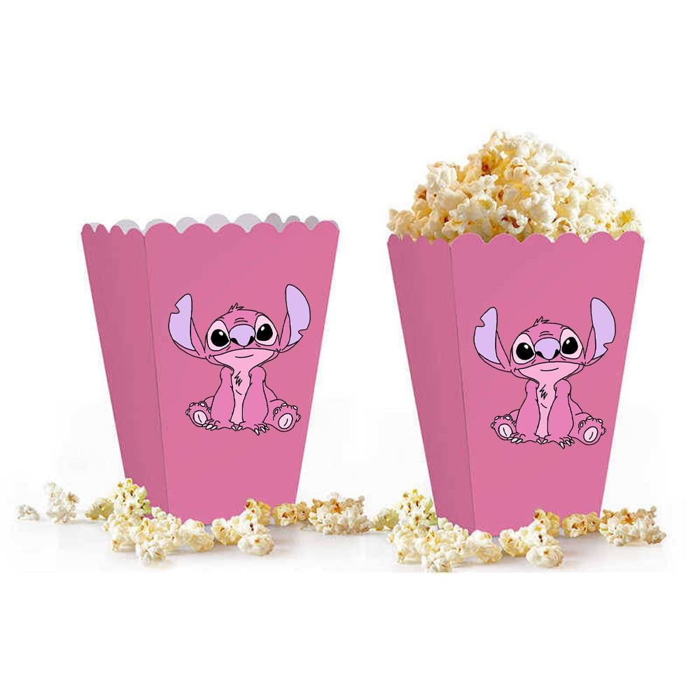 Pembe Stitch Temalı Popcorn Mısır Kutusu 5 Adet