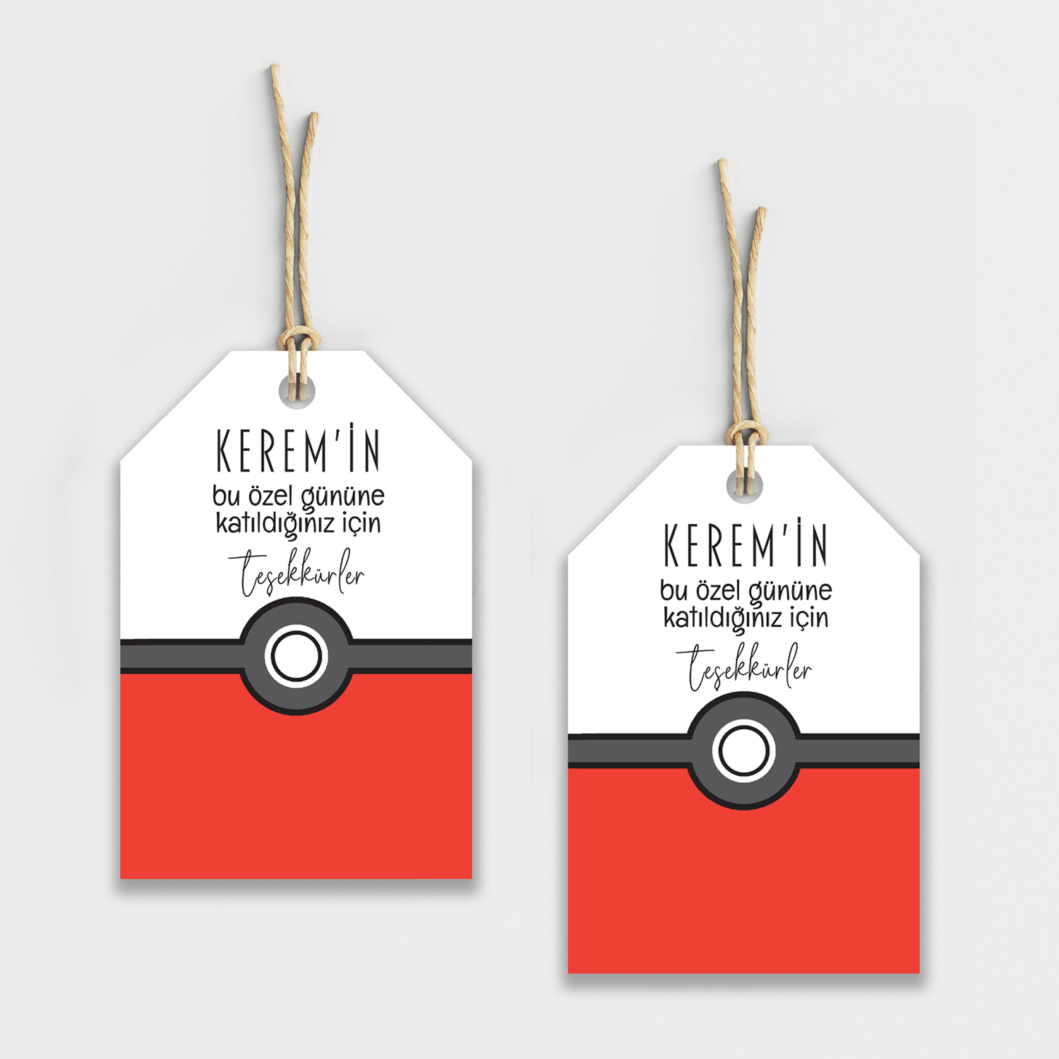 Pokemon Temalı Kişiye Özel Teşekkür Kartı 8'li