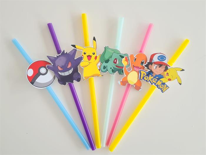 Pokemon Temalı Pipet 6 Adet
