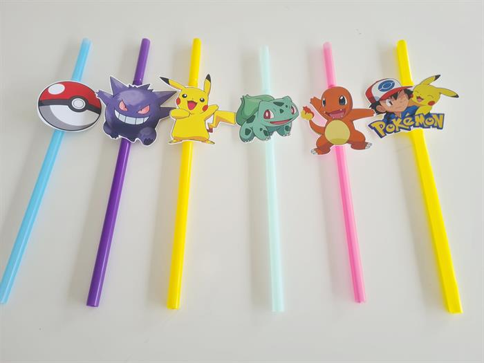 Pokemon Temalı Pipet 6 Adet