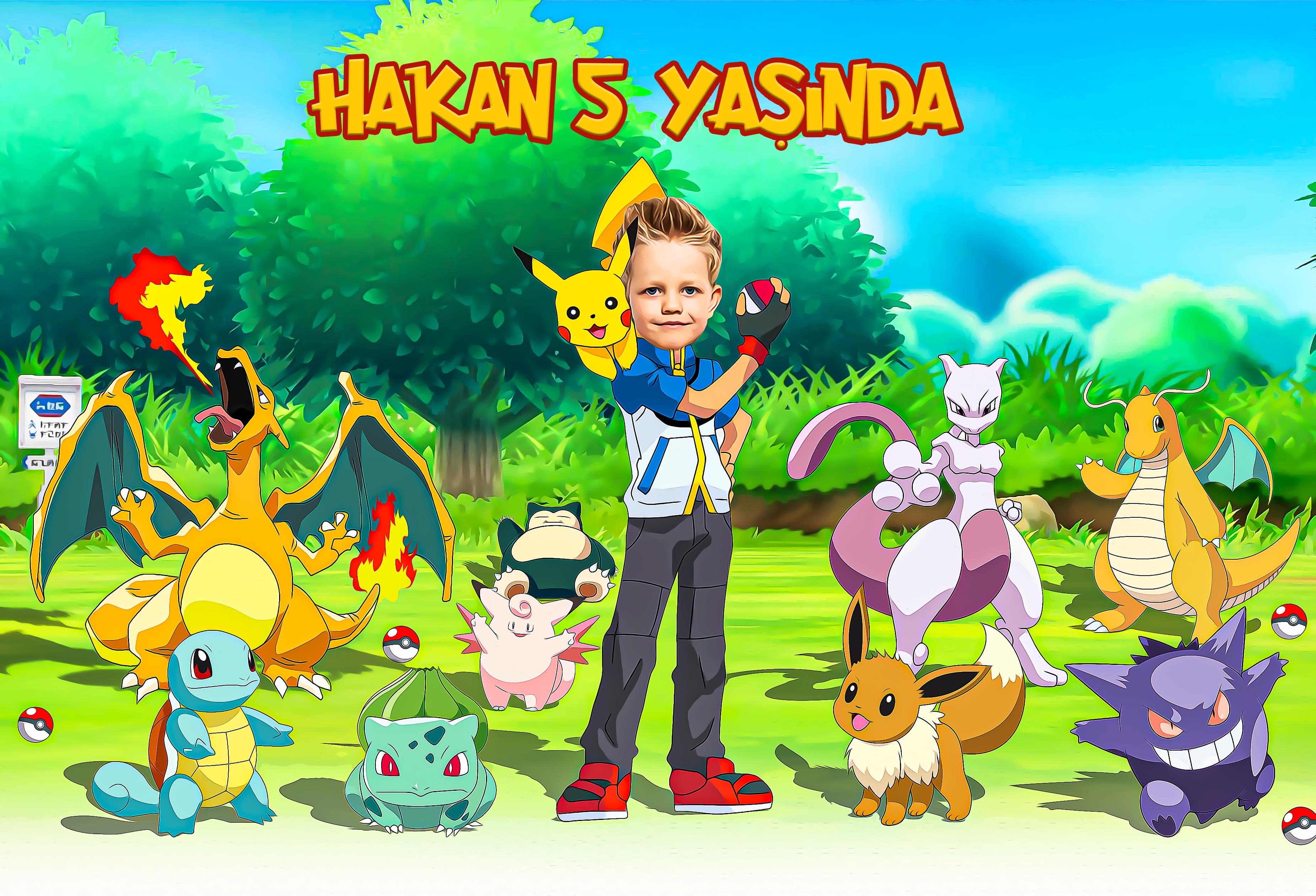 Pokemonlar Temalı Kişiye Özel Portre Afiş