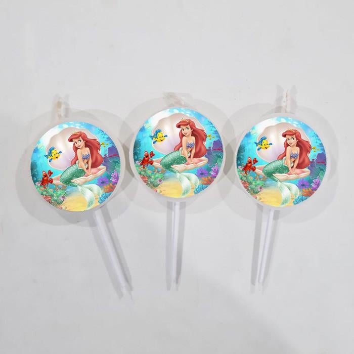 Prenses Ariel Temalı Mum - 3 Adet