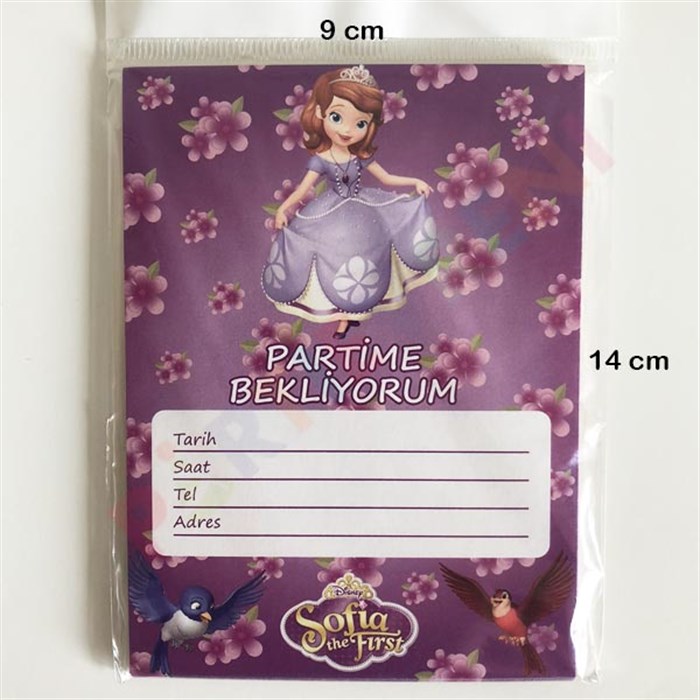 Prenses Sofia Doğum Günü Temalı Davetiye - 10 Adet