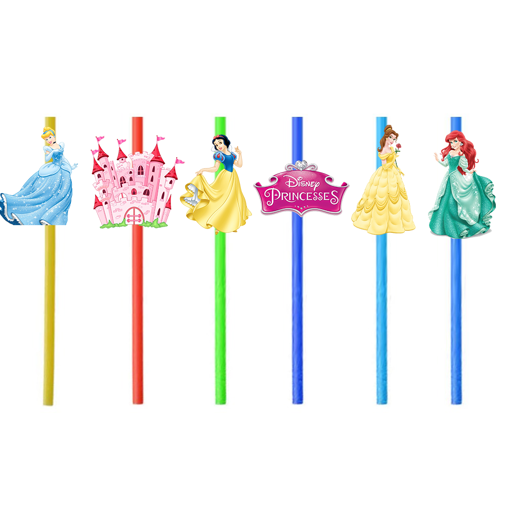 Prensesler Temalı 6'lı Plastik Pipet