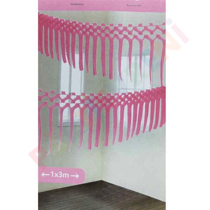 Püsküllü Arka Fon Pembe Asma Süs - 3.00 m