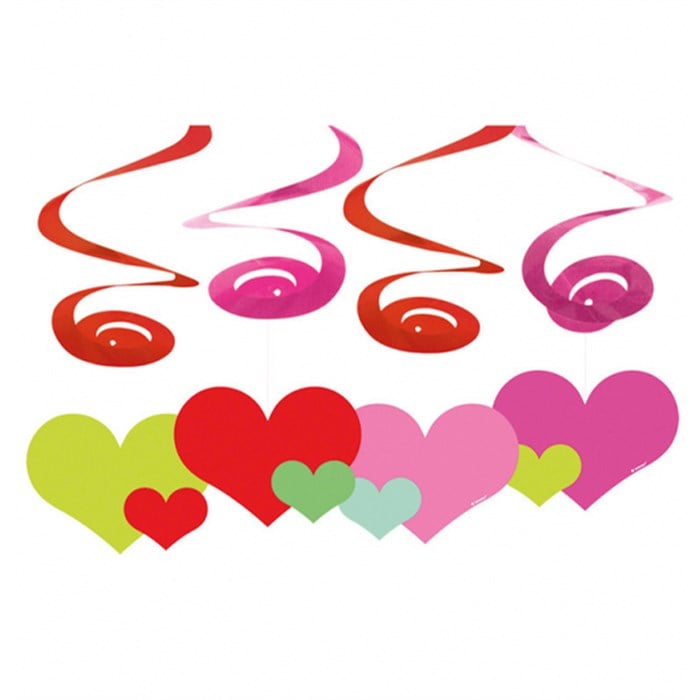 Renkli Kalpler Süs Dalgası 4'lü