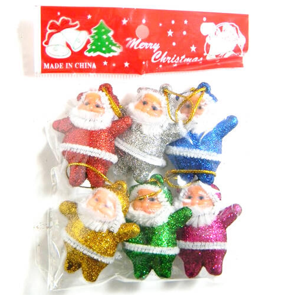 Renkli Noel Baba Yılbaşı Ağaç Süs 6 Adet