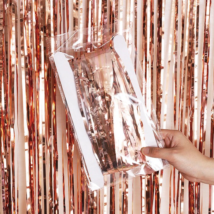 Rose Gold Işıltılı Püsküllü Arka Fon Perdesi 90x200 cm