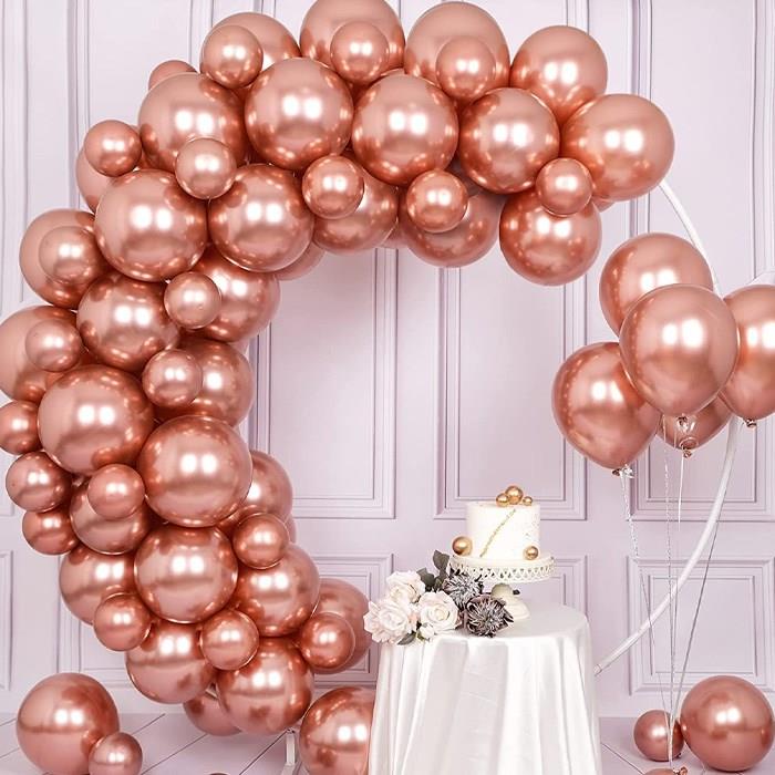 Rose Gold Krom Kaplı Metalik Balon - 5 Adet