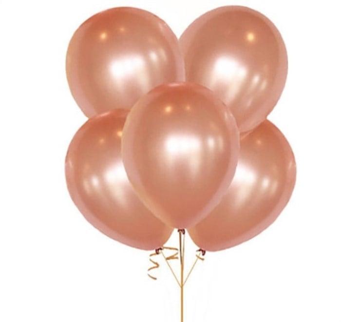 Rose Gold Metalik Baskısız Lateks Balon - 10 Adet