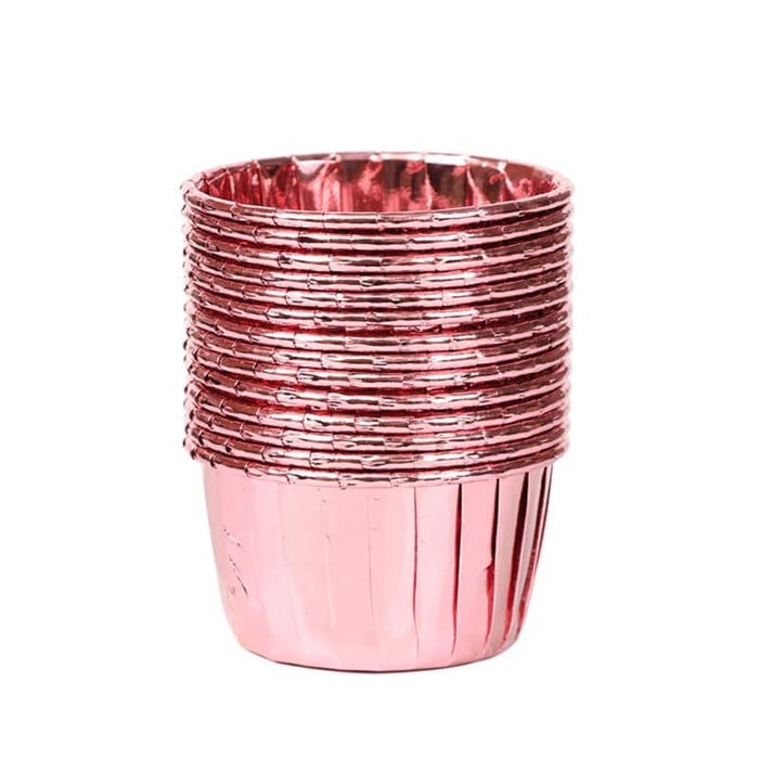 Rose Renk Parlak Cupcake Kek Kapsülü - 25 Adet