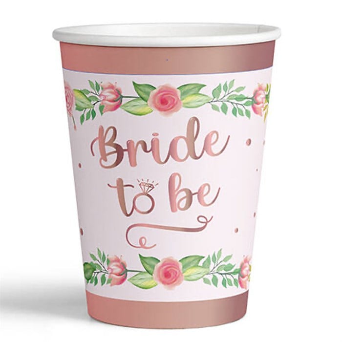 Rose Yaldızlı Bride to Be Bardak 8'li