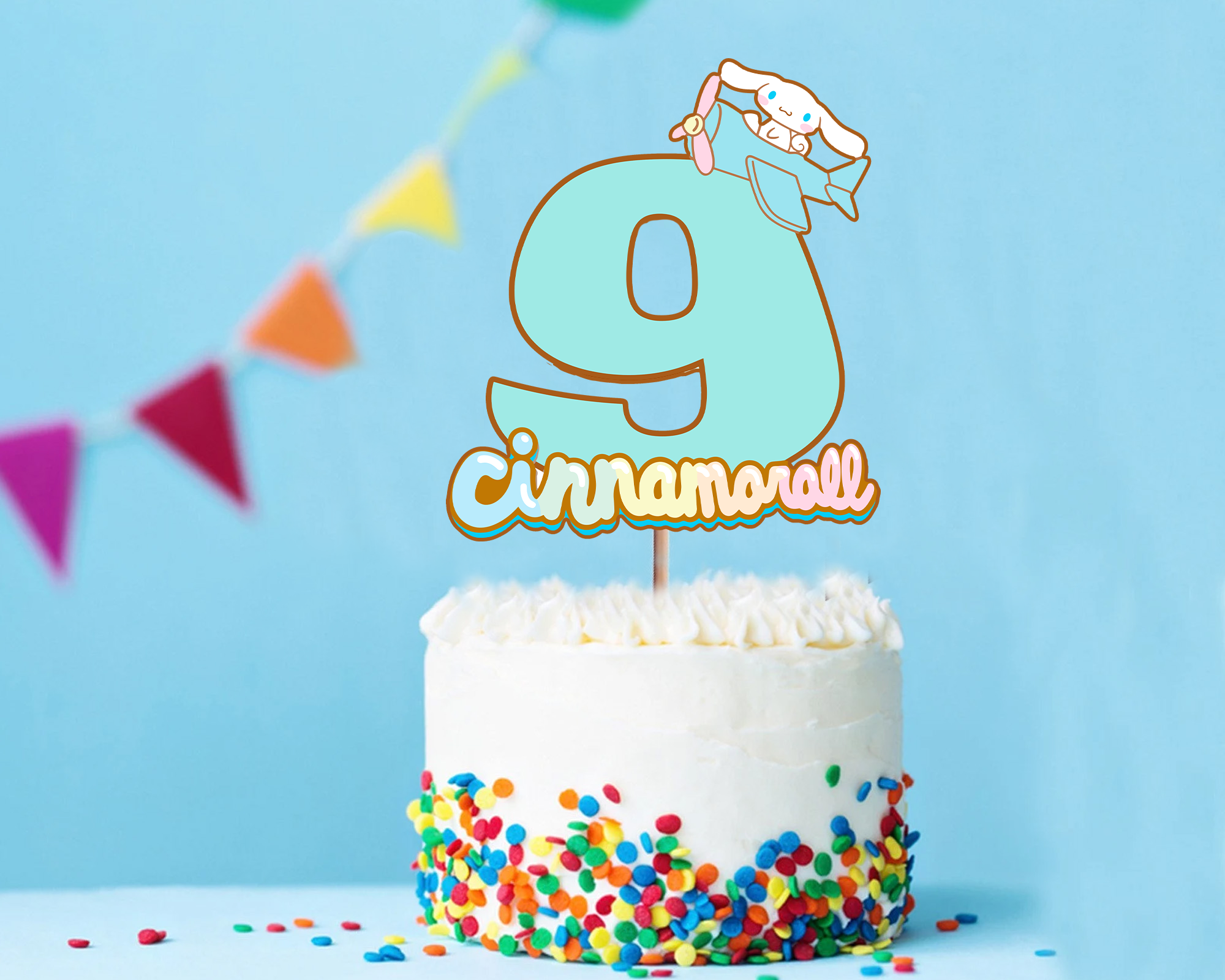 Sanrio Cinnamoroll Temalı 9 Rakam Pasta Süsü
